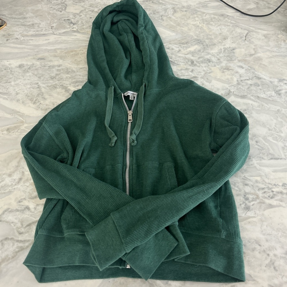 Lucky brand Green Hooded Zip-Up Sweater with pockets